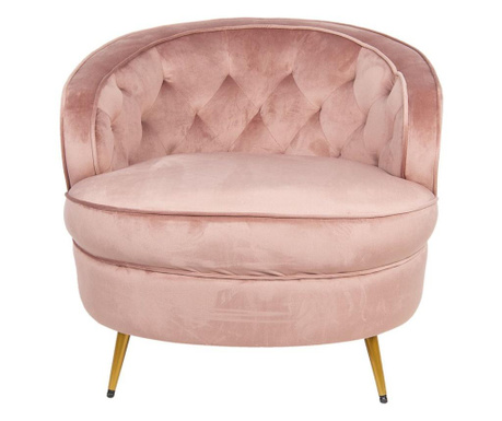 Fotelja s presvlakom od ružičastog baršuna i zlatnim željeznim nogama 74 cm x 81 cm x 71 h