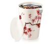 Cana Kati Cherry Blossoms din ceramica, cu capac si infuzor din otel inoxidabil, 350 ml