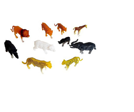 Set 10 animale salbatice si covoras de joaca textil 110 x 60 cm