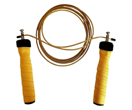 Coarda ajustabila Procircle pentru sarituri in viteza, tip cablu metalic, rulmenti ABEC 7, 320 cm, galben