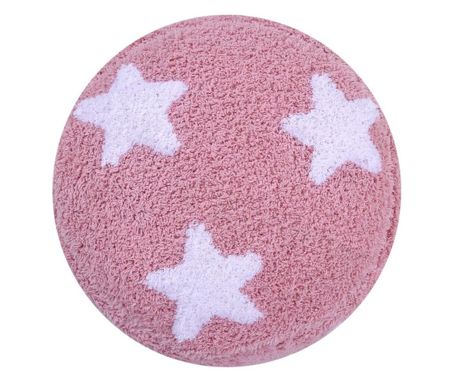 Puf Happy Decor Kids, Stars Pink & White, roz/alb, 35x35x24 cm