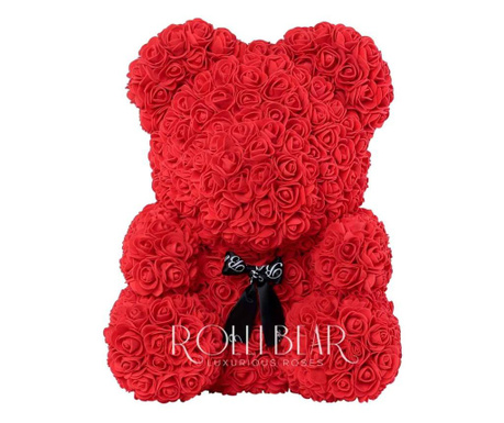 Medvedek iz umetnih vrtnic - 40 cm rdeče barve