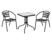 Градински сет маса с 2 стола, метал/алуминий черен  74х54х62 см