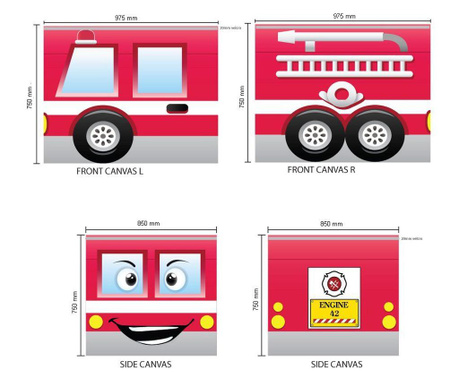 Комплект от 4 детски завеси за легло Fire Rescue