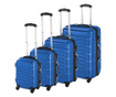4 db-os merevfalú bőröndszett, állítható számzárral, kék