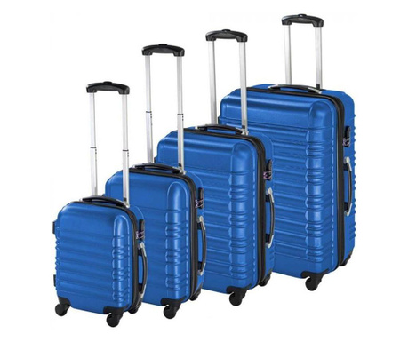 4 kusová sada pevnostěnných kufrů, modrá