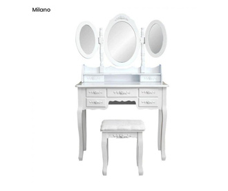 Masuta de toaleta Milano cu taburet - Alb