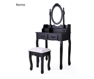 Masuta de toaleta Rome cu taburet - Negru
