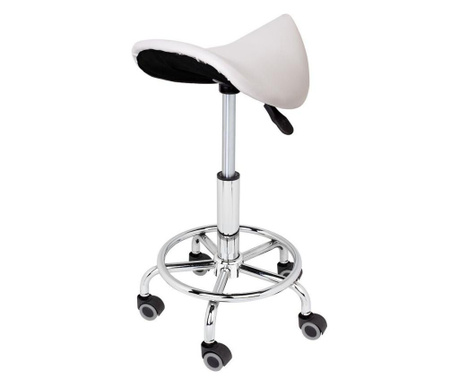 Kosmetická sedlová židle s kolečkami, bílá