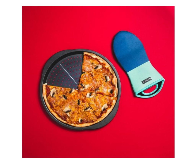 Forma pizza non-stick 35,5cm Lukrecja Ambition, Lukrecja, otel carbon, Negru, 36x36x2 cm
