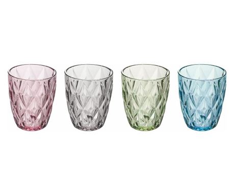 RESIGILAT Set 4 pahare Villa D'este Home Tivoli, Renaissance, sticla, multicolor, 240 ml