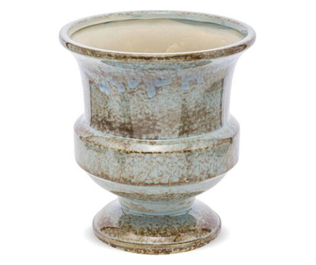Ghiveci ceramica, albastru/maro, 20x18x18 cm
