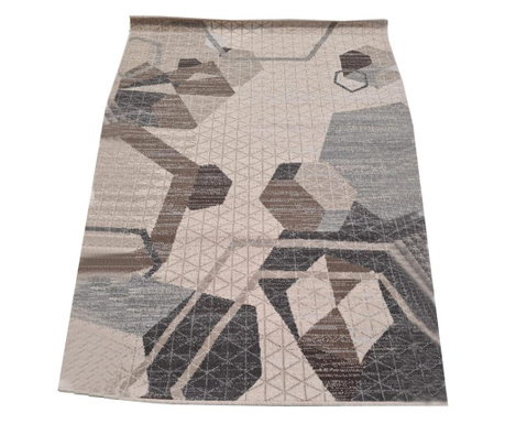 Covor din lana cu model geometric, 240 cm lungime x 160 cm latime, maro/bej
