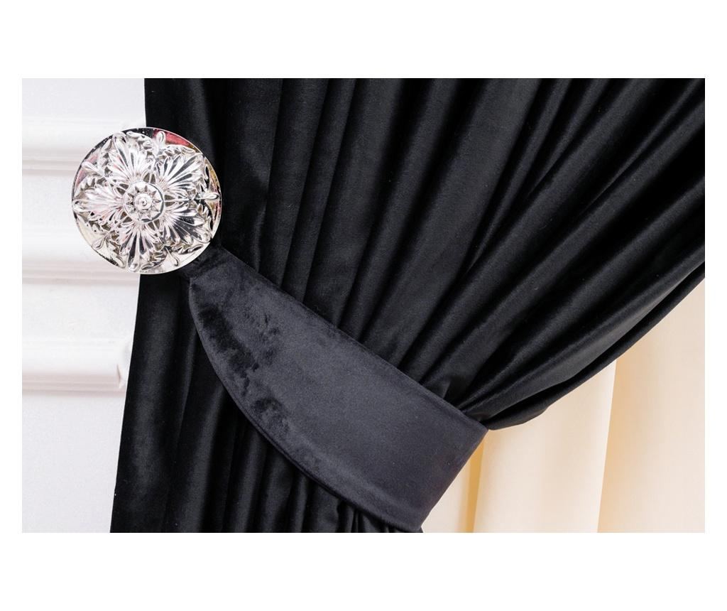 Draperie  din catifea, neagra, cu rejansa, uni , opaca, 200x250 - 2