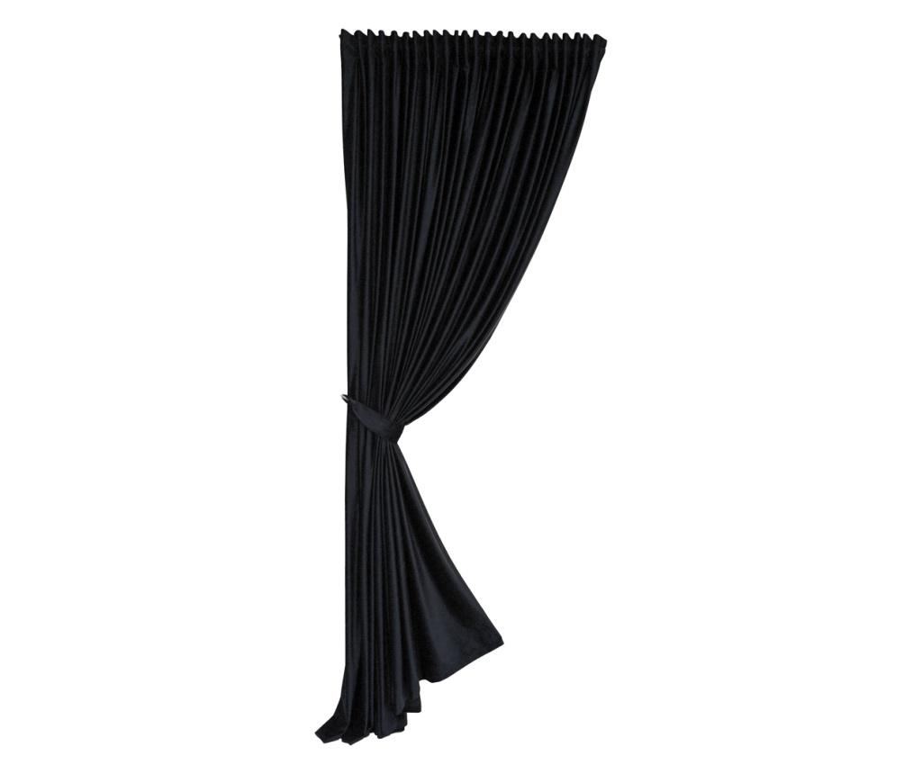 Draperie  din catifea, neagra, cu rejansa, uni , opaca, 200x250 - 3