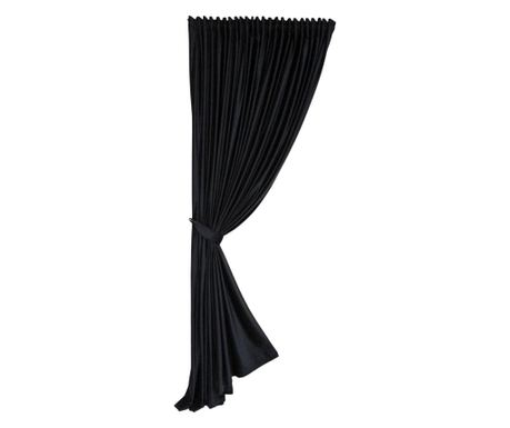 Black Velvet Curtain with Rod Pocket, Solid Color, Room Darkening, 140x250