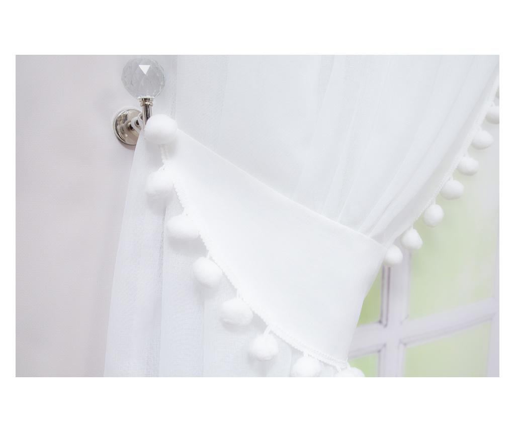 Perdea alba, accesorizata cu ciucuri, cu rejansa, 500 x 260 - 3