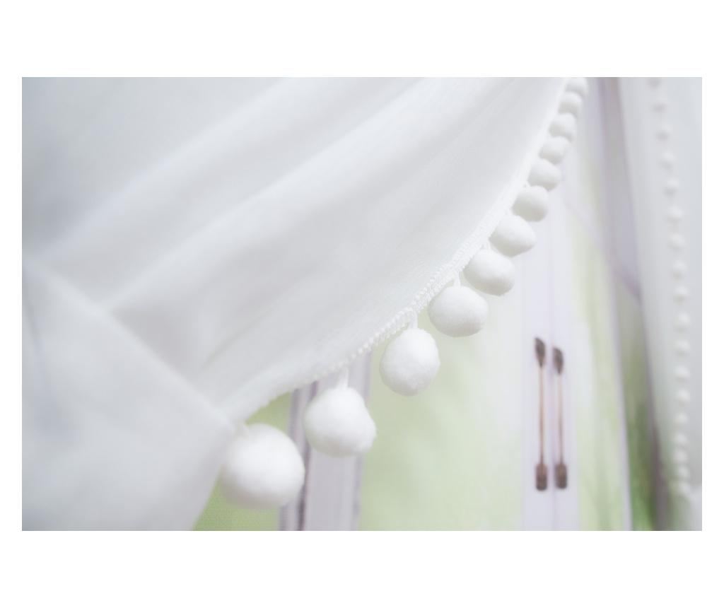 Perdea alba, accesorizata cu ciucuri, cu rejansa, 500 x 260 - 4