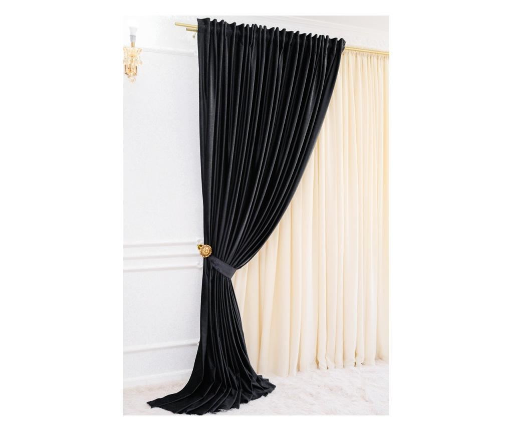 Draperie  din catifea, neagra, cu rejansa, uni , opaca, 200x250 - 5