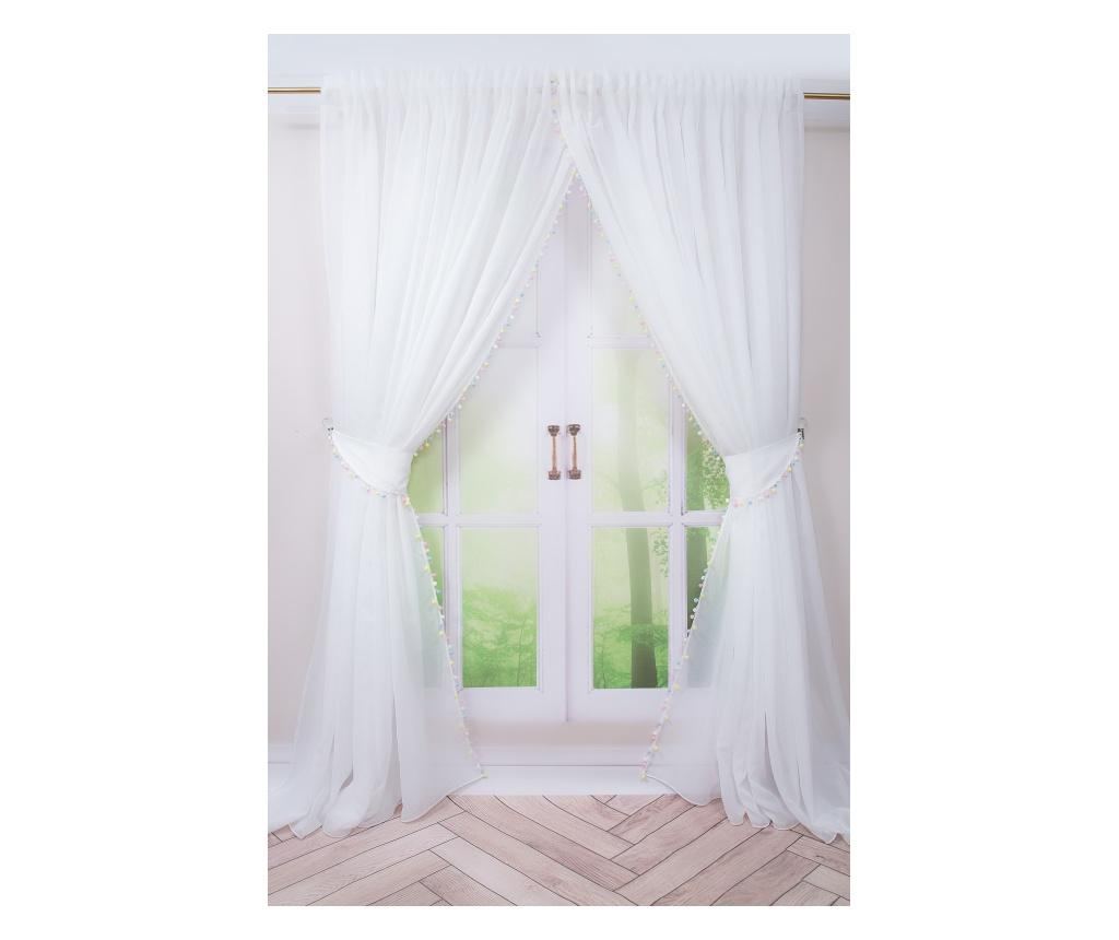 Perdea alba, accesorizata cu ciucuri multicolori, cu rejansa, 500 x 260 400 x 260 cm - 2