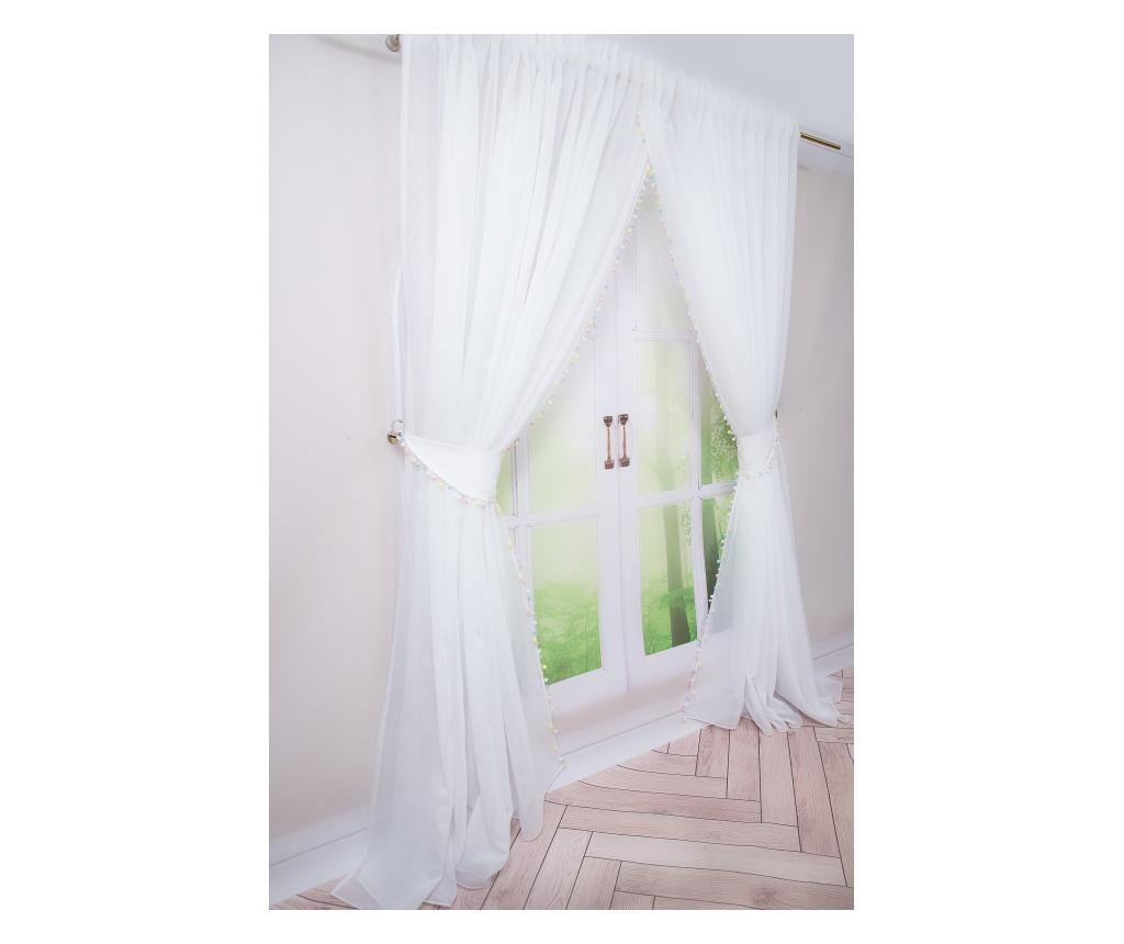 Perdea alba, accesorizata cu ciucuri multicolori, cu rejansa, 500 x 260 400 x 260 cm - 4