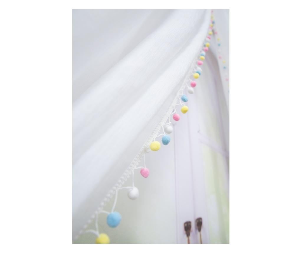 Perdea alba, accesorizata cu ciucuri multicolori, cu rejansa, 500 x 260 400 x 260 cm - 5