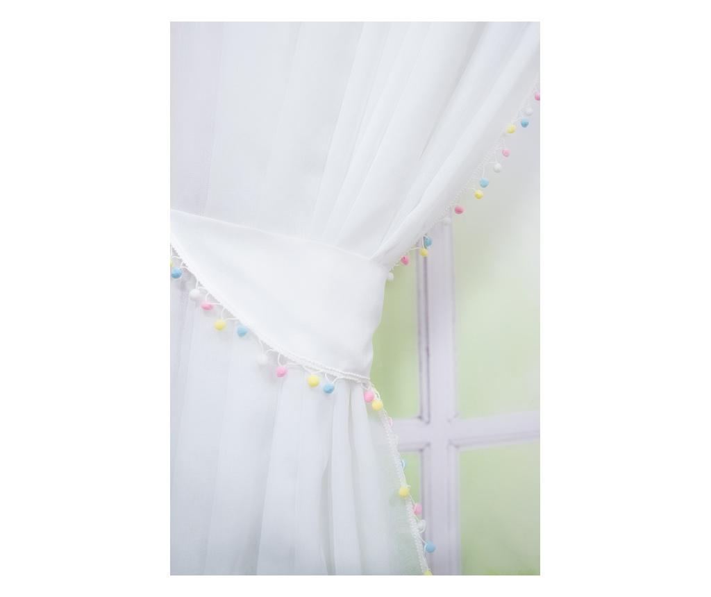 Perdea alba, accesorizata cu ciucuri multicolori, cu rejansa, 500 x 260 400 x 260 cm - 3