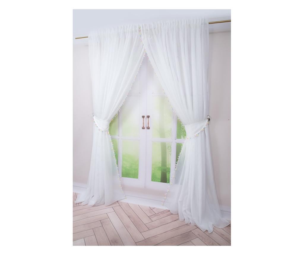Perdea alba, accesorizata cu ciucuri multicolori, cu rejansa, 500 x 260 400 x 260 cm - 6