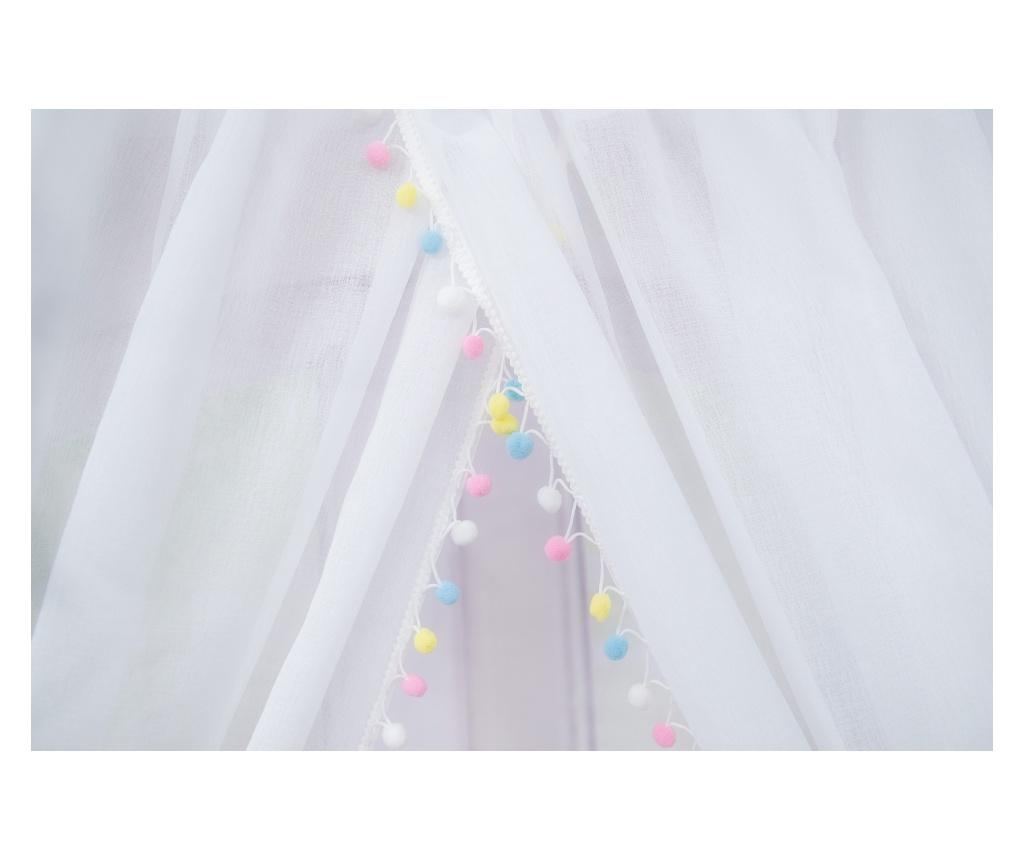 Perdea alba, accesorizata cu ciucuri multicolori, cu rejansa, 500 x 260 400 x 260 cm - 7