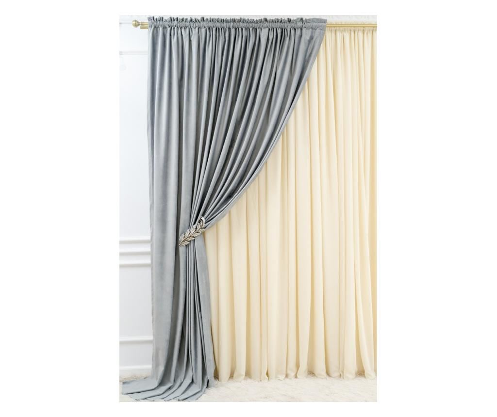 Draperie  din catifea,  gri perlat, cu rejansa, uni , opaca, 400x250 - 2