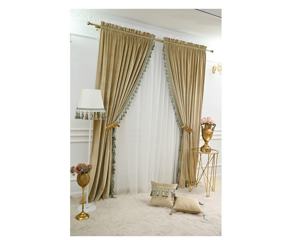 Set de 2 draperii din catifea, cu rejansa , bej-nude, opace, accesorizate 400x250 cm - 7