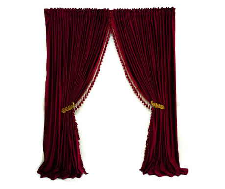 Set de 2 draperii din catifea, visiniu , cu rejansa,  uni,  opace,  accesorizate, 140x250 cm