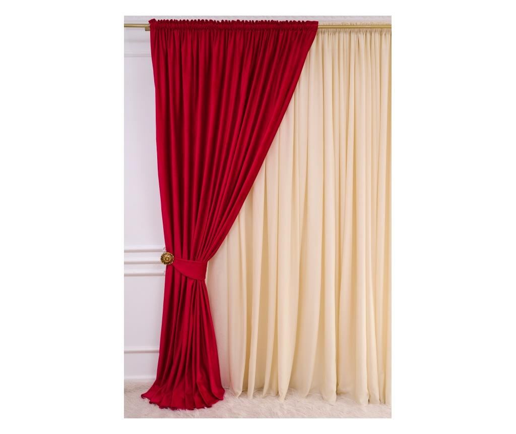 Draperie  din catifea, rosie, cu rejansa, uni , opaca, 200x250 - 5