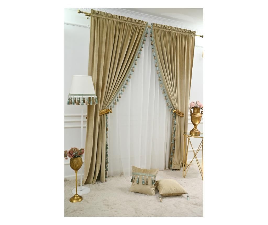 Set de 2 draperii din catifea, cu rejansa , bej-nude, opace, accesorizate 140x250 cm - 6