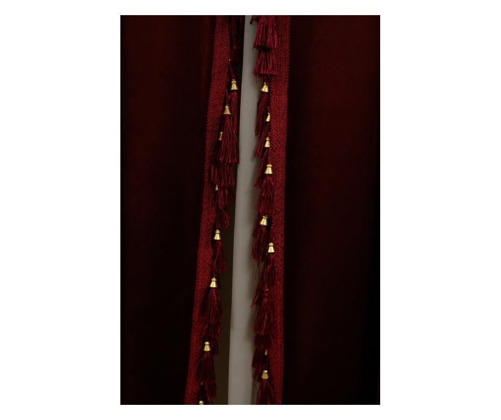 Σετ 2 κουρτίνες από βελούδο, μπορντό, με τρέσα, μονόχρωμες, αδιαφανείς, με αξεσουάρ, 140x250 εκ. - 6