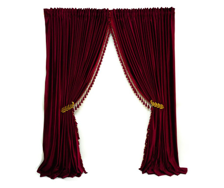 Set de 2 draperii din catifea, visiniu , cu rejansa,  uni, opace,  accesorizate 300x250 cm