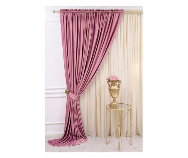 Draperie  din catifea,  roz , cu rejansa, uni , opaca, 140x250