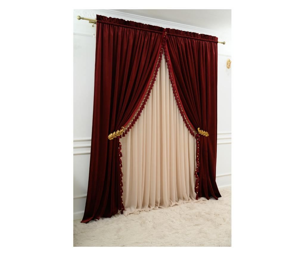 Set de 2 draperii din catifea, visiniu , cu rejansa,  uni, opace,  accesorizate 300x250 cm - 6