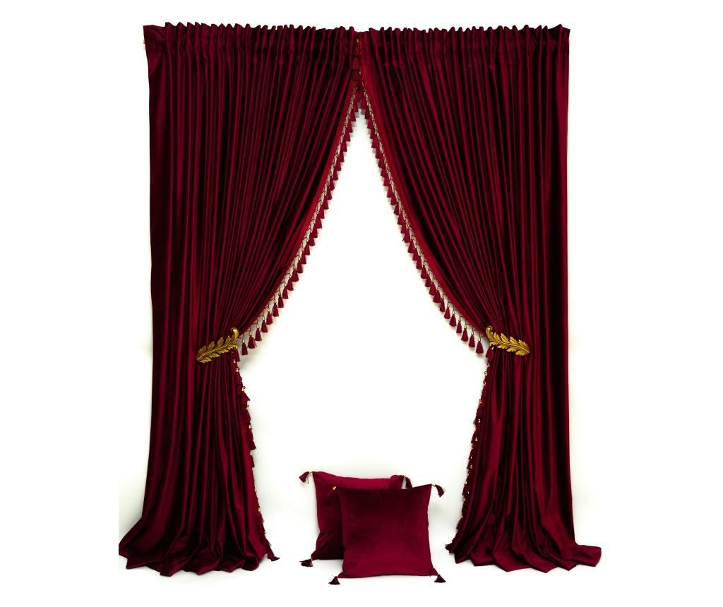 Set 2 Perne, Decorative,Catifea, Visiniu, Accesorizate,  45x45 cm - 2