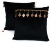 Set 2 Perne decorative din catifea , Negru, accesorizate  45x45 cm thumbnail 1