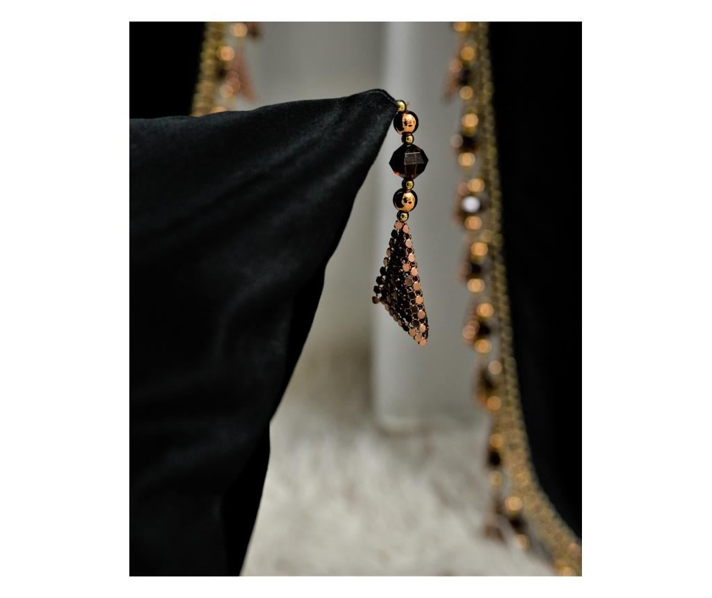Set 2 Perne decorative din catifea , Negru, accesorizate  45x45 cm - 3