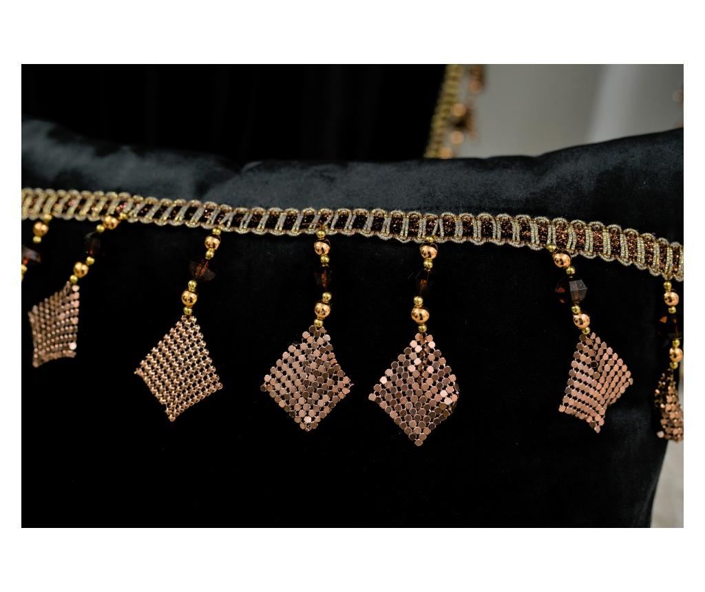 Set 2 Perne decorative din catifea , Negru, accesorizate  45x45 cm - 4