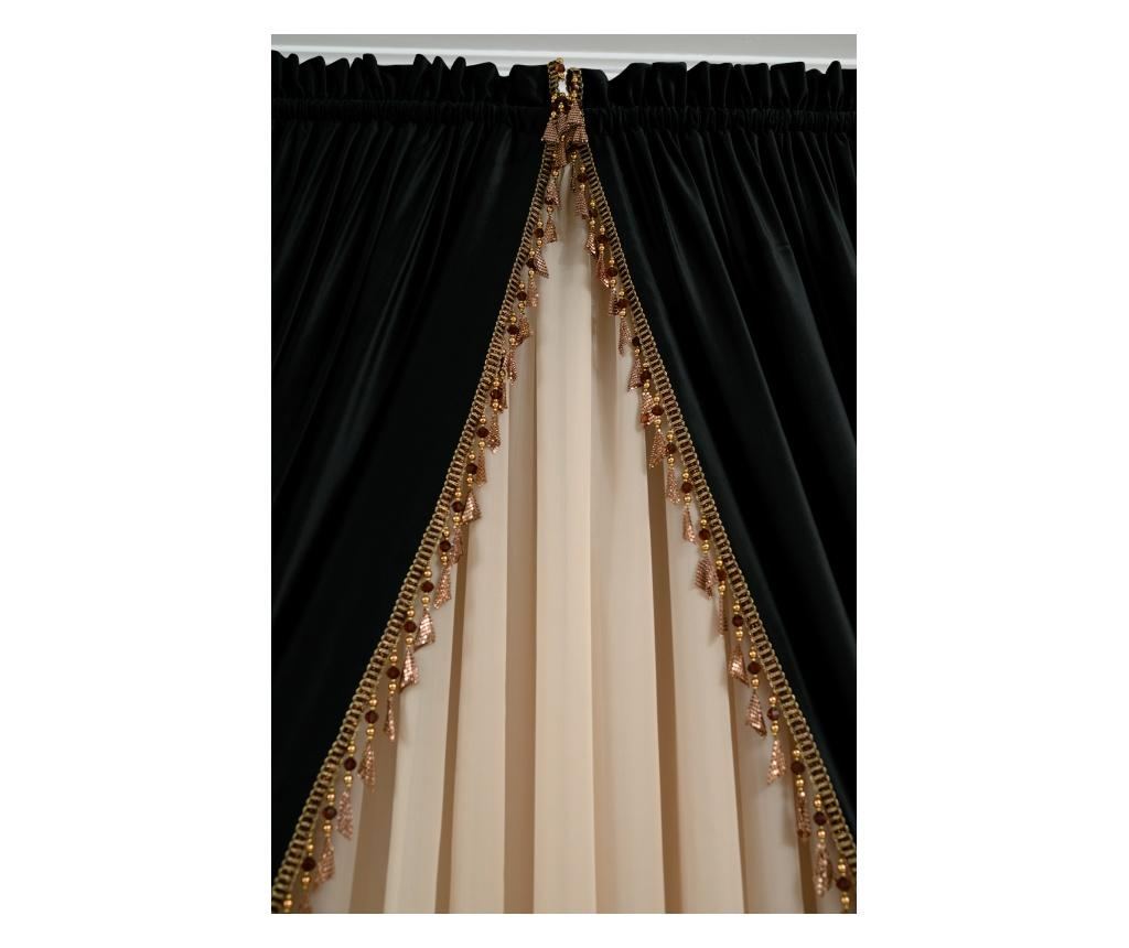 Set de 2 draperii din catifea, opace, cu rejansa, negru ,accesorizate 140x250 cm - 3
