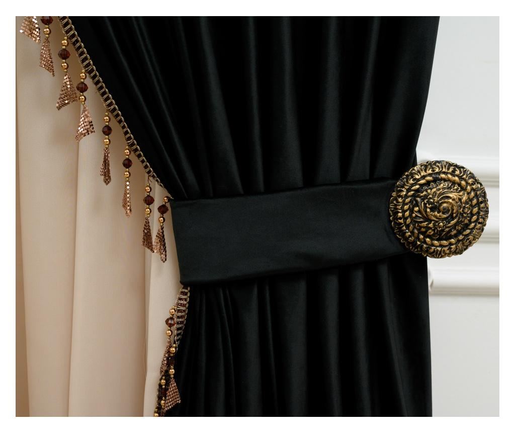 Set de 2 draperii din catifea, opace, cu rejansa, negru ,accesorizate 140x250 cm - 5