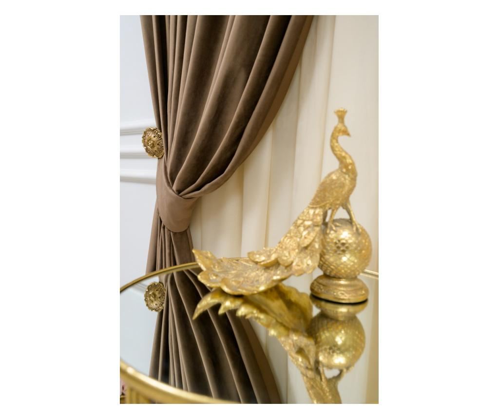 Set de 2 draperii + mantovan din catifea, cu rejansa, maro-scortisoara, opace, 200x250 - 5