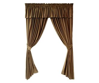 Set od 2 zavjese + mantovan od baršuna, s trakom, cimet-smeđa, neprozirne, 200x250