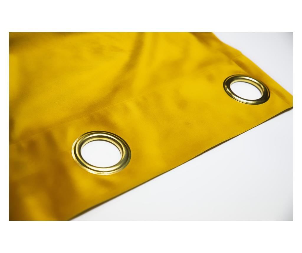 Draperie  din catifea, galben mustar, cu inele metalice, uni , opaca, 140x250 - 6