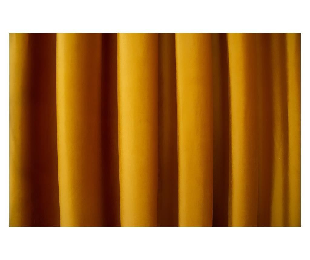 Draperie  din catifea,  galben mustar, cu inele metalice, uni , opaca, 200x250 - 5