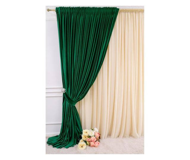 Draperie  din catifea, verde smarald, cu rejansa, uni , opaca, 140x250