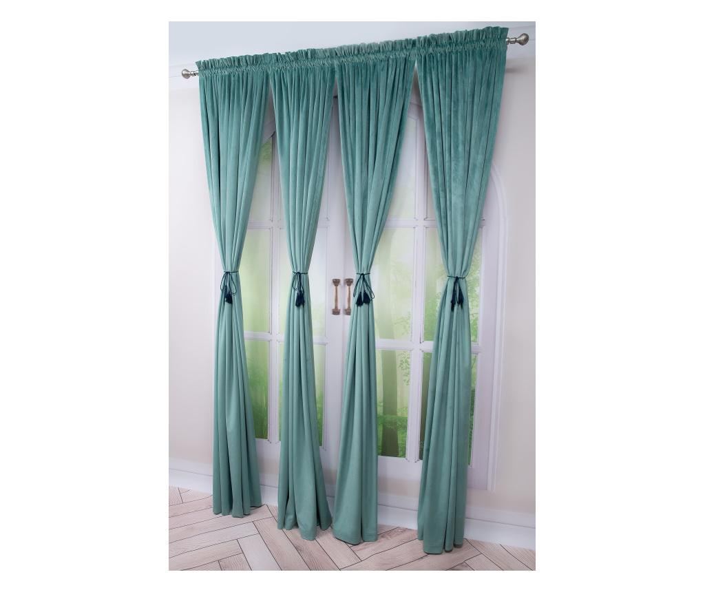 Set  draperii  din catifea,  verde menta, cu rejansa, uni , opaca, 400x250 - 4